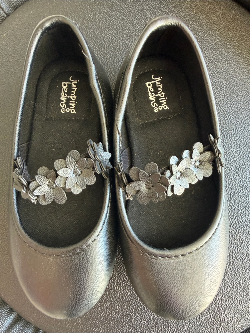 jumping beans Black Floral Strap Mary Jane Dress Shoes